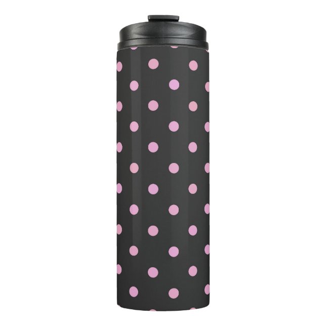 Garrafa Térmica Pink Pearl e bolinhas cinza trovão (Frente)