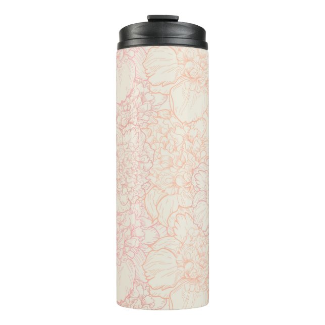 Garrafa Térmica Pink Peony Floral Patterno (Frente)