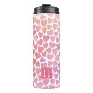 Garrafa Térmica Pink Watercolor Heart Pattern