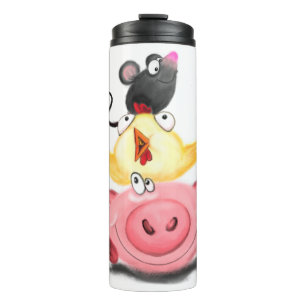 Garrafa Térmica Pintinho de porcos e amigos do mouse Tumbler térmi