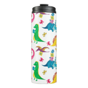 Garrafa Térmica Pintor de aquarelas com padrão uniforme com dinos