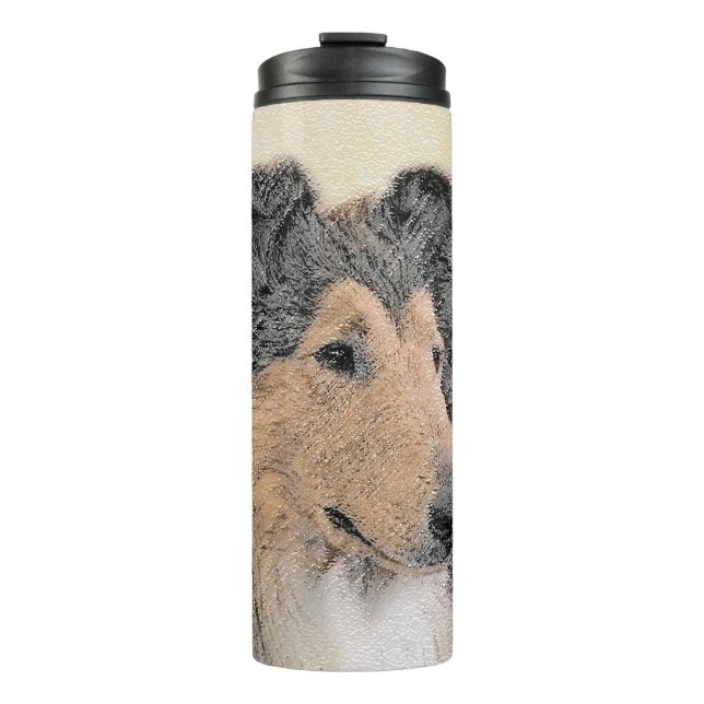 Garrafa Térmica Pintura Collie (Rough) - Arte Cachorra Original (Frente)