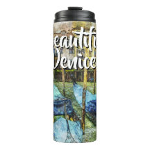 Pintura Colorida de Veneza Gondolas