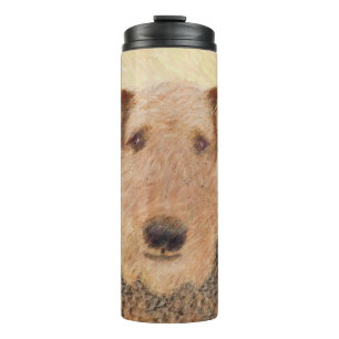 Garrafa Térmica Pintura de Airedale Terrier - Arte original bonita
