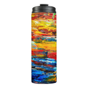 Garrafa Térmica Pintura de arte com faca de paleta femasterece, pi