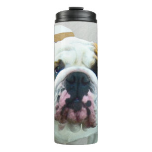 Garrafa Térmica Pintura de Buldogue - Arte de Cachorro Original Bo
