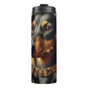 Garrafa Térmica Pintura de Dachshund em Cute Vintage