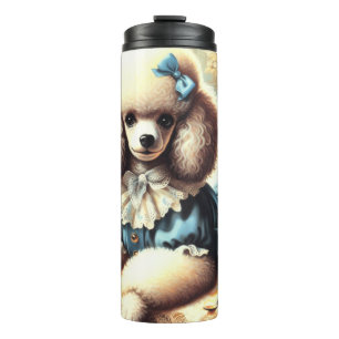 Garrafa Térmica Pintura de Poodle em Cute Vintage