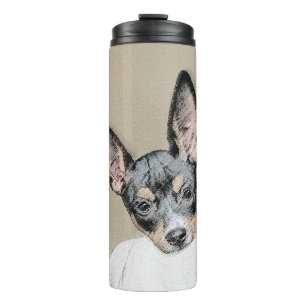 Garrafa Térmica Pintura de Rat Terrier - Arte de Cachorro Original