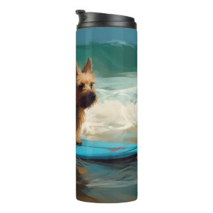 Garrafa Térmica Pintura de Surf na Praia do Australian Terrier