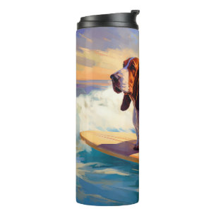 Garrafa Térmica Pintura de Surf na Praia do Basset Hound