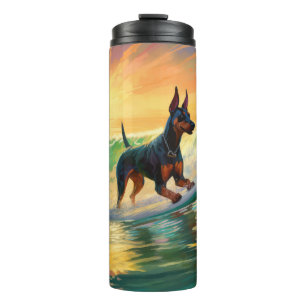 Garrafa Térmica Pintura de Surf na Praia do Doberman