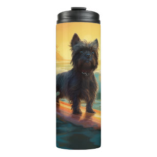 Garrafa Térmica Pintura de Surf no Beach do Affenpinscher