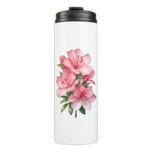 Garrafa Térmica pintura em aquarela de flor de azálea