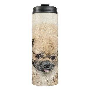 Garrafa Térmica Pintura em Pekingese - Arte Cachorra Original