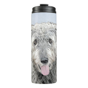 Garrafa Térmica Pintura em Wolfhound Irlandês - Arte em Cachorro O