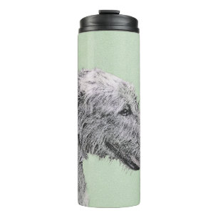 Garrafa Térmica Pintura em Wolfhound Irlandês - Arte em Cachorro O