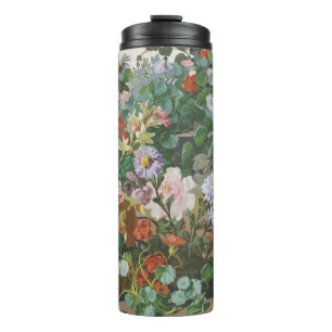 Garrafa Térmica Pintura floral de flores coloridas vintage bonitas