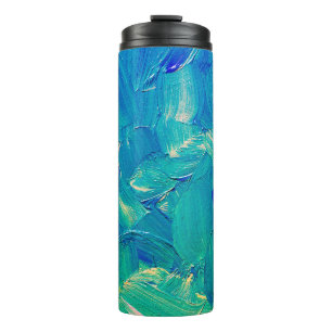 Garrafa Térmica Pintura manual de óleo, manchas de tinta e pincé