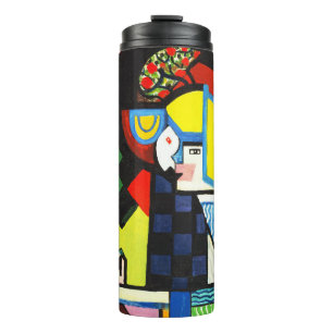 Garrafa Térmica Pintura Modernista Colorida Geométrica Abstrata