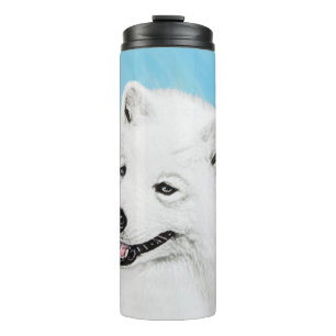 Garrafa Térmica Pintura Samoyed - Arte Cachorosa Original
