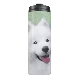 Garrafa Térmica Pintura Samoyed - Arte Cachorosa Original