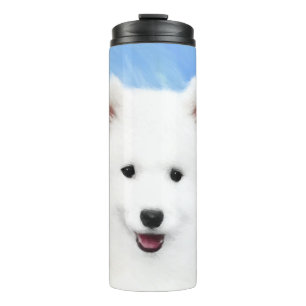 Garrafa Térmica Pintura Samoyed Puppy - Arte Cachorra Original