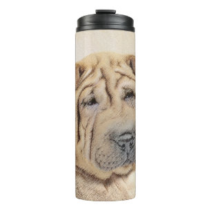 Garrafa Térmica Pintura Shar Pei - Arte Cachorra Original