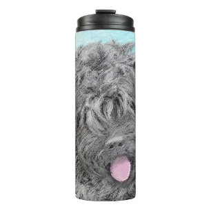Garrafa Térmica Pintura Terrier russa negra - Cachorro original bo