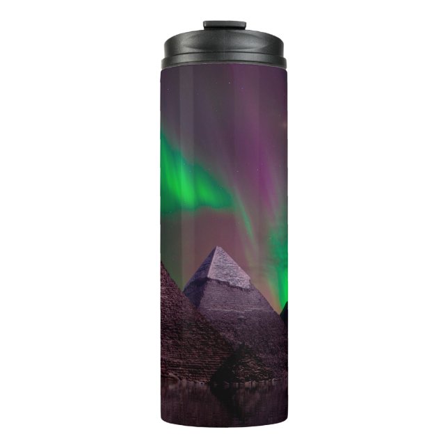 Garrafa Térmica pirâmide fantasiosa aurora espacial mística (Frente)