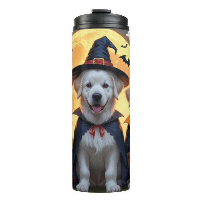 Garrafa Térmica Pirenéus excelentes Cães Abóbora Halloween Engraça (Frente)