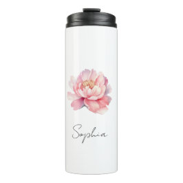 Garrafa Térmica Pivoine Aquarelle Rose Personnalisée