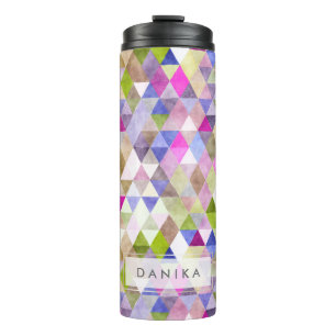 Garrafa Térmica PixDezines Boho Watercolor Geométrico/Triângulos