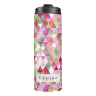 Garrafa Térmica PixDezines Boho Watercolor Geométrico/Triângulos