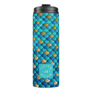 Garrafa Térmica PixDezines Glitter Scales de Sereia, Blues Aquátic