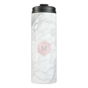 Garrafa Térmica PixDezines MONOGRAM MARBLE+BLUSH HONEYCOMB