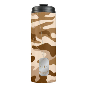 Garrafa Térmica PixDezines Placa de Identificação Monograma Camufl