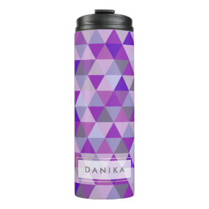 Garrafa Térmica PixDezines Roxo Geométrico/Triângulos
