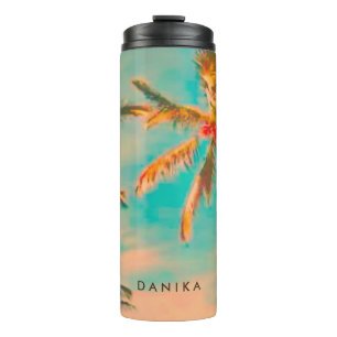 Garrafa Térmica PixDezines Vintage Havaiian Beach/Teal