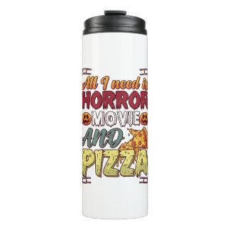Garrafa Térmica Pizza de Filme de Terror Halloween Abóbora Caveira