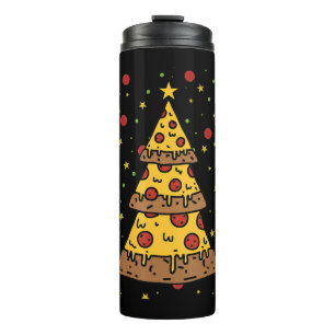Garrafa Térmica pizza de natal luzes xmas homens rapazes
