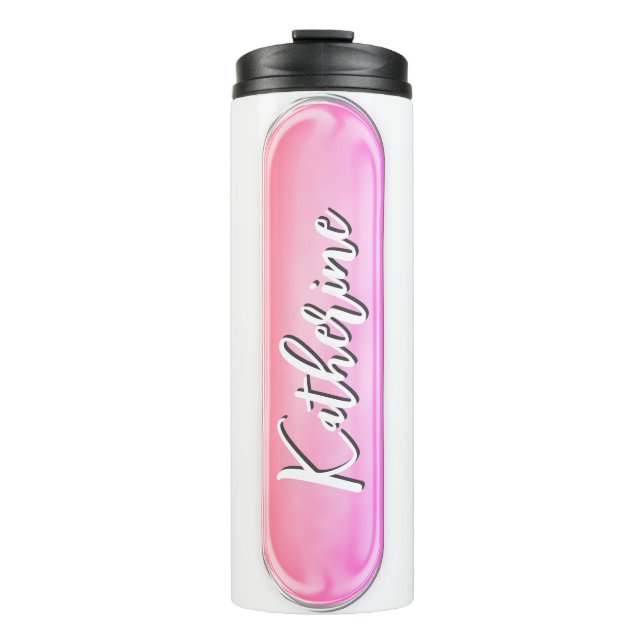 Garrafa Térmica Placa Personalizada Rosa com Nome Presente Persona (Frente)