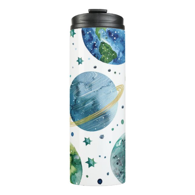 GARRAFA TÉRMICA  PLANETAS DO DIA DA TERRA BRIGHT WATERCOLOR (Frente)