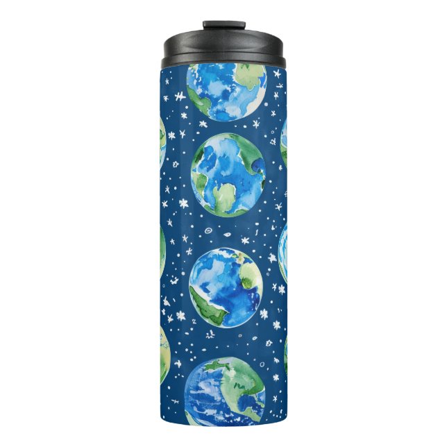 GARRAFA TÉRMICA  PLANETAS DO DIA DA TERRA BRIGHT WATERCOLOR (Frente)