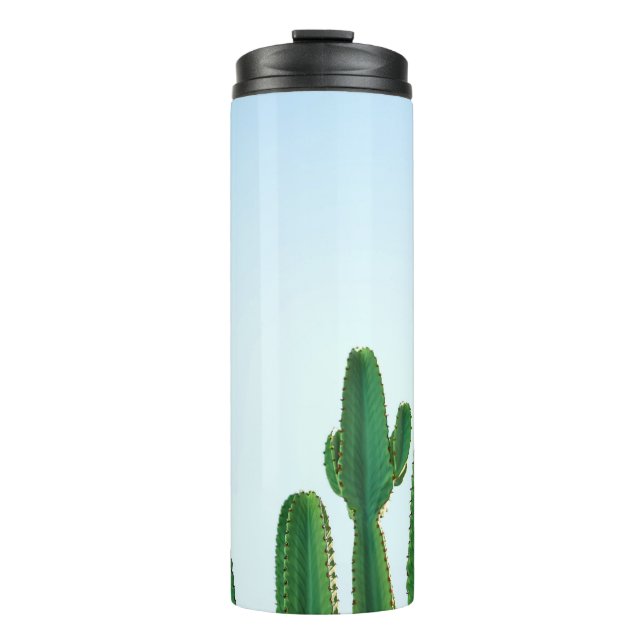 Garrafa Térmica Planta de cacto verde em fundo branco (Frente)