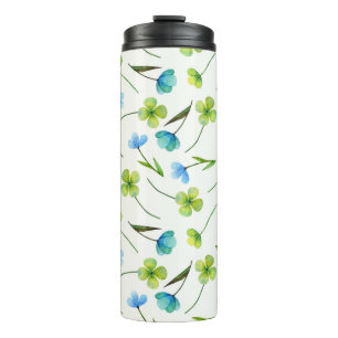 Garrafa Térmica Plantas De Aquarelas: Padrão Floral Sem Costura.