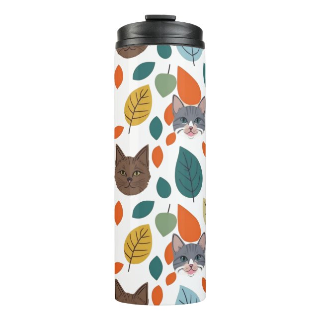 Garrafa Térmica Playful Pet Faces and Autumn Leaves Pattern (Frente)