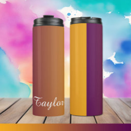 Garrafa Térmica Plum Sunset - Nome Personalizável Tumbler Térmico