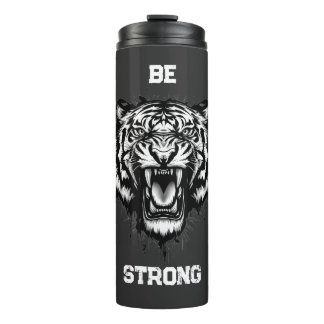 Garrafa Térmica Poderoso Tigre Rugindo Artístico em Preto e Branco