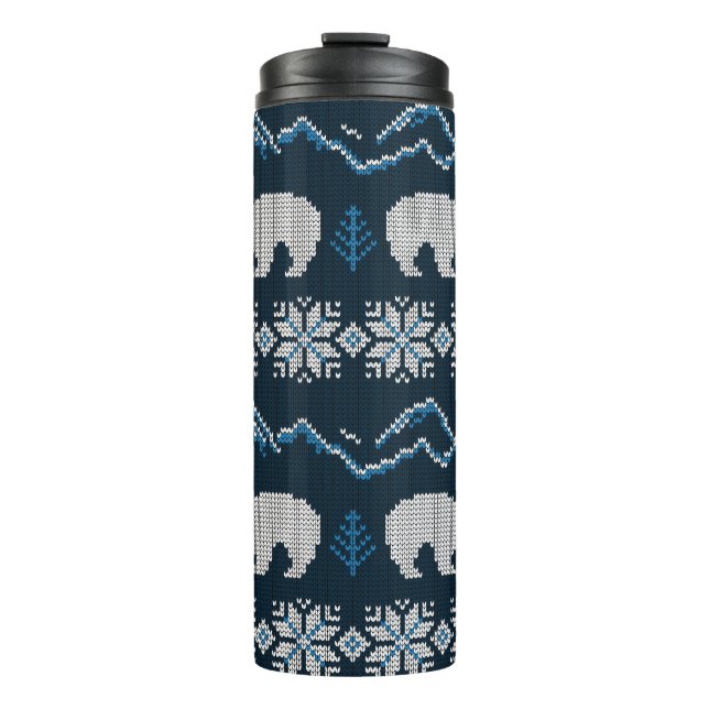 Garrafa Térmica Polar Bears Knted Winter Patterno (Frente)
